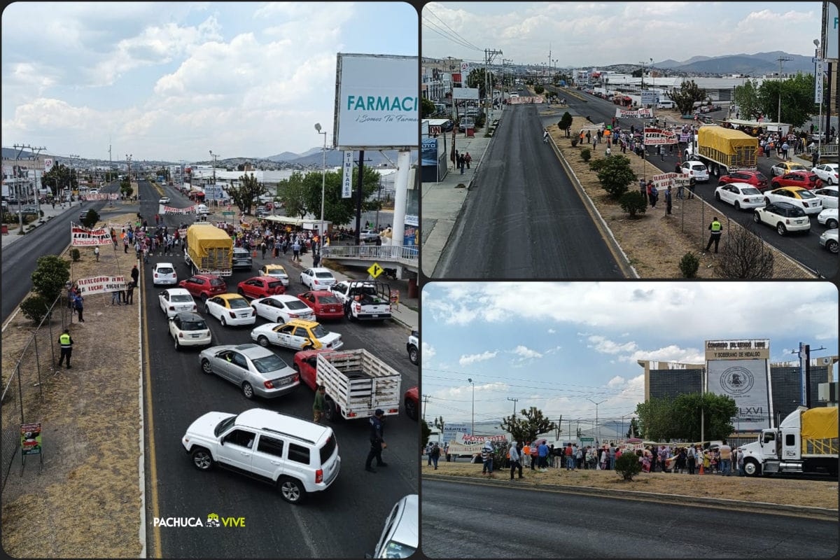 Manifestantes bloquean bulevar de Pachuca y desquician tráfico