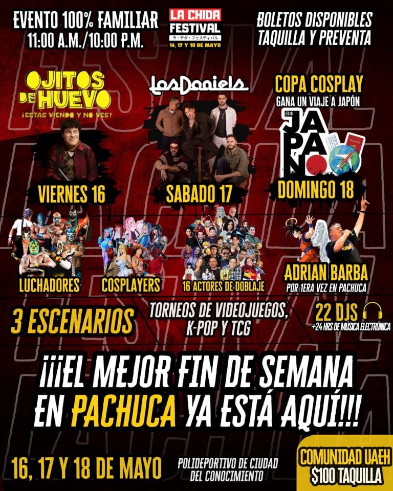 Aquí viene La Chida Festival, un evento imperdible de cultura pop, anime y música en Pachuca 5 Aquí viene La Chida Festival, un evento imperdible de cultura pop, anime y música en Pachuca