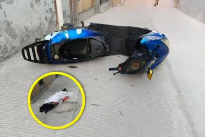 Motociclista impacta contra cadena y pierde la vida en céntrico barrio de Pachuca