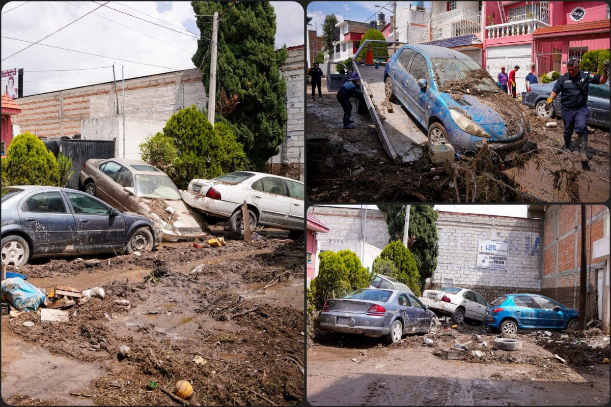 Retiran vehículos que resultaron arrastrados y dañados por la corriente en Pachuca