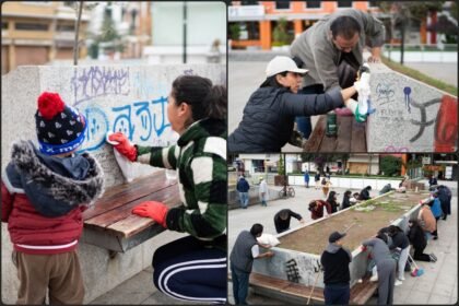 Funcionarios, comerciantes y ciudadanos se unen para dar 'manita de gato' a plaza Independencia