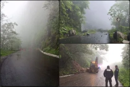 Derrumbe con grandes rocas en Tlanchinol bloquea en su totalidad la México-Tampico