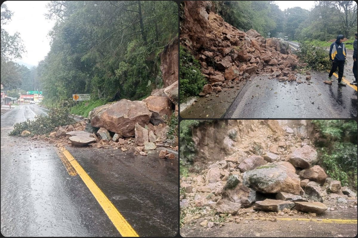 Deslave en el Corredor de la Montaña, cerca de entrada a Real del Monte