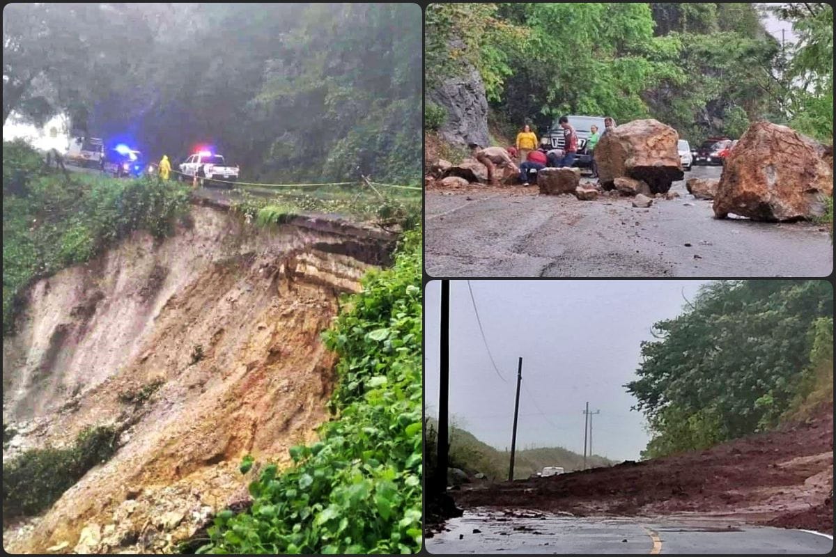 Deslaves, aludes y rocas del tamaño de autos: estragos en carreteras de Hidalgo por el ciclón Erick (fotos)