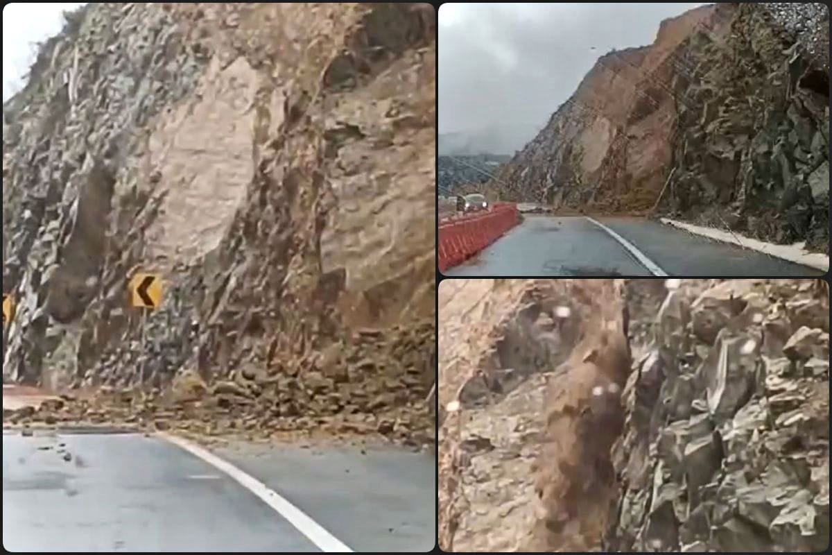 Captan desgajamiento sobre la nueva carretera Real del Monte - Huasca