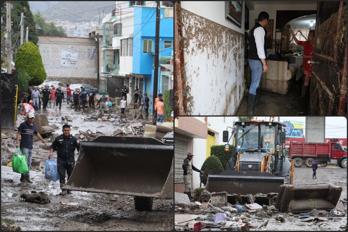 En este fraccionamiento de Pachuca el agua subió casi dos metros y arrasó con todo
