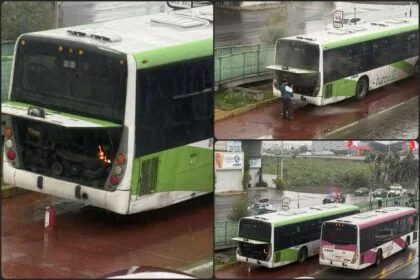 Unidad del Tuzobús sufre incendio en el sur de Pachuca