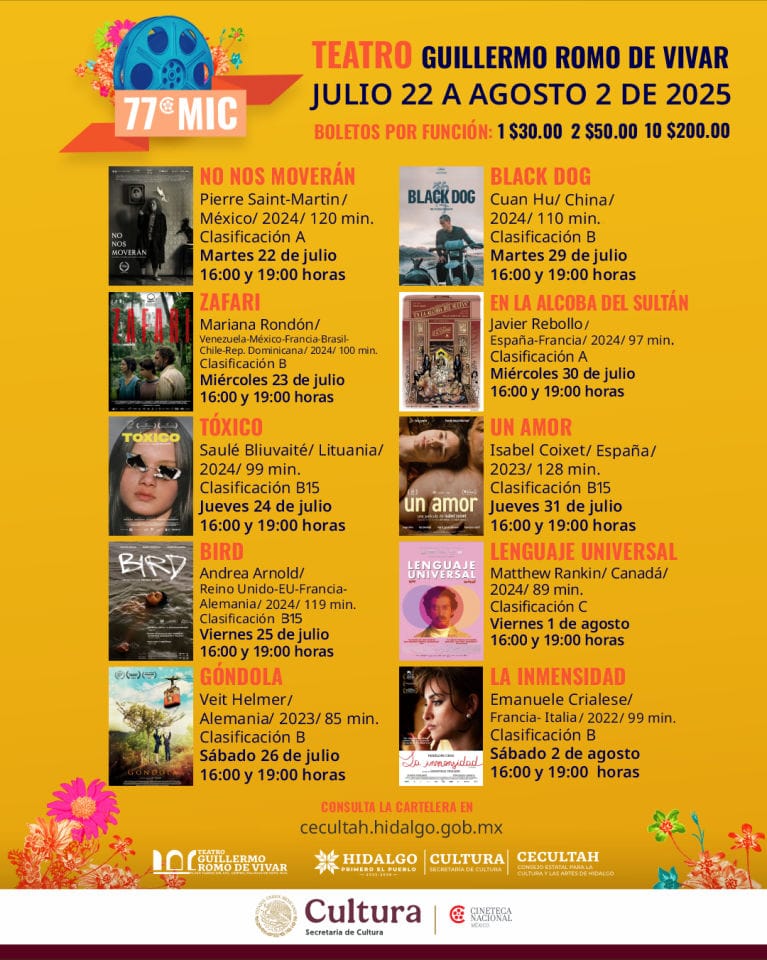 Llegará a Pachuca la 77.ª Muestra Internacional de Cine de la Cineteca Nacional