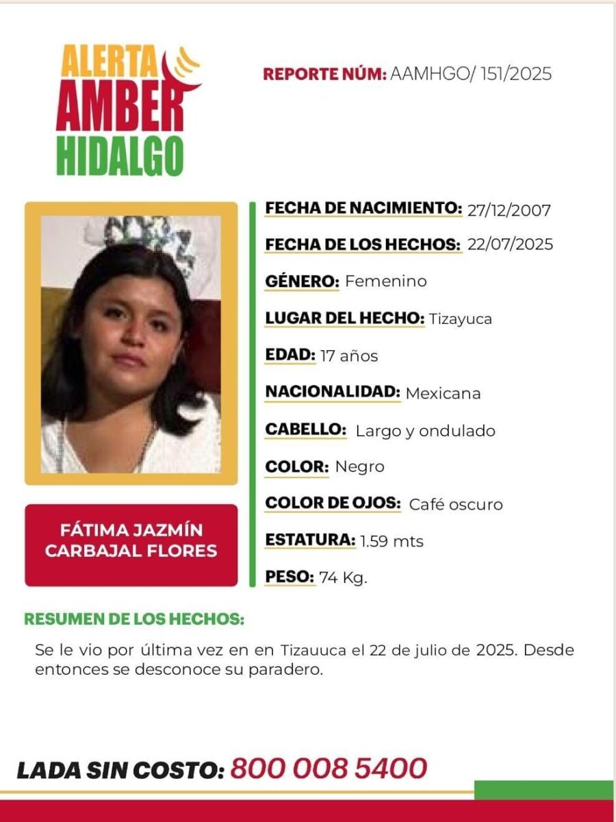 Alerta Amber: Fátima desapareció en Tizayuca; piden ayuda para encontrarla