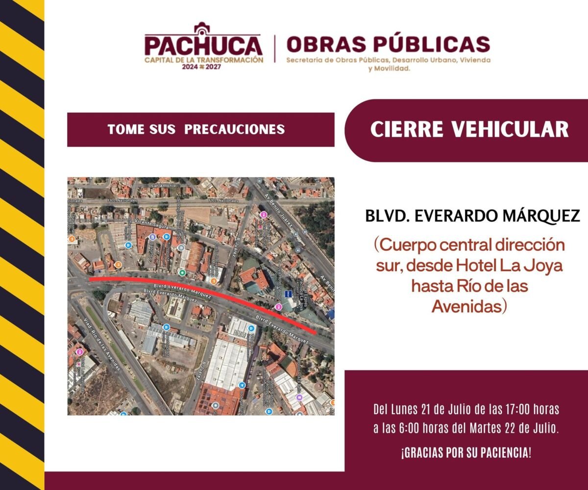 Cerrarán tramo del bulevar Everardo Márquez por trabajos de bacheo
