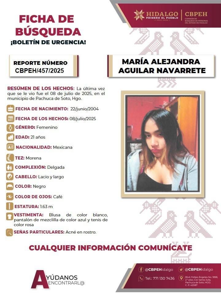 María Alejandra desapareció en Pachuca; piden ayuda para encontrarla