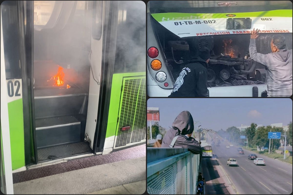 Pasajeros viven 'pánico y angustia' al incendiarse unidad del Tuzobús frente a Galerías Pachuca