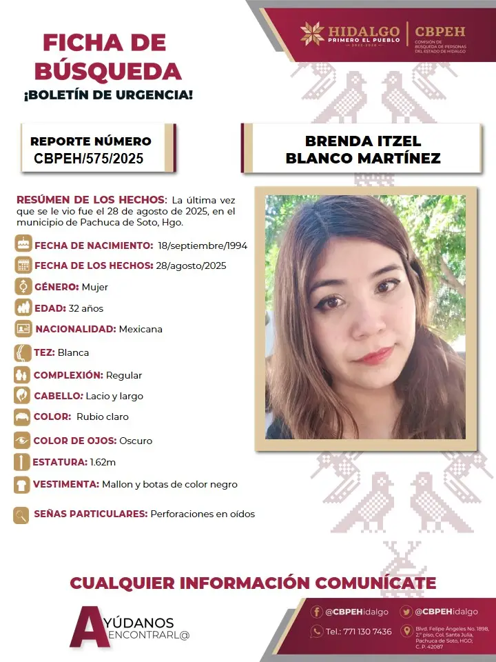Brenda Itzel desapareció en Pachuca; se pide ayuda para encontrarla