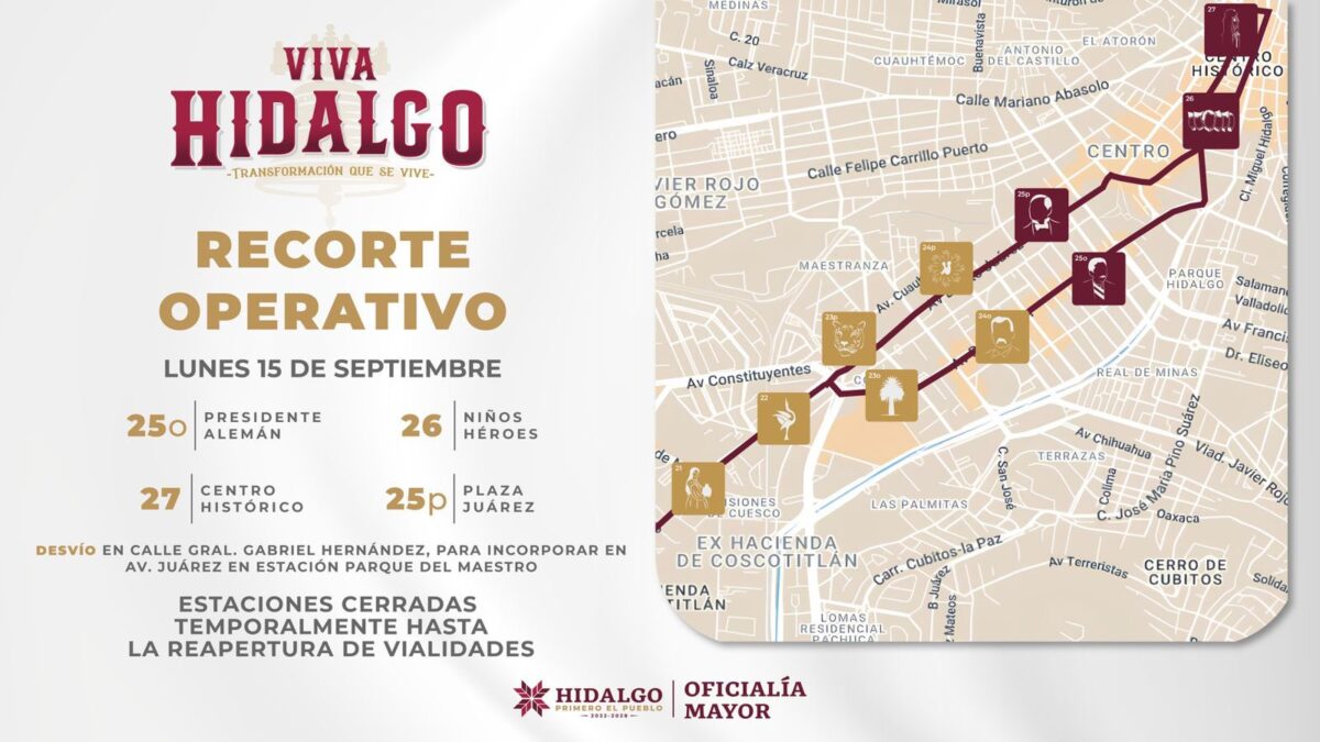 Recortes operativos y rutas emergentes del Tuzobús por fiestas patrias