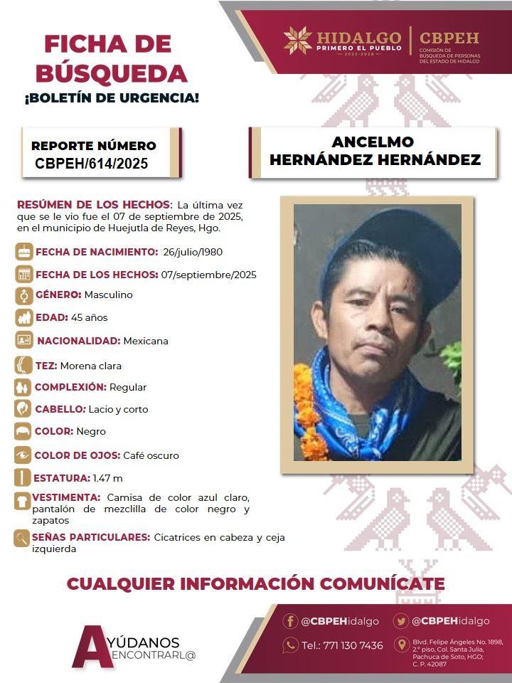 Ancelmo lleva 10 días desaparecido; se pide ayuda para localizarlo