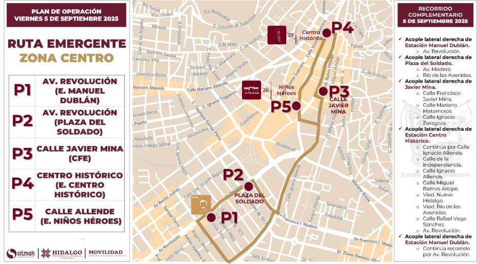 Cierre de calles y cambios operativos del Tuzobús en Pachuca por el Tercer Informe de Julio Menchaca
