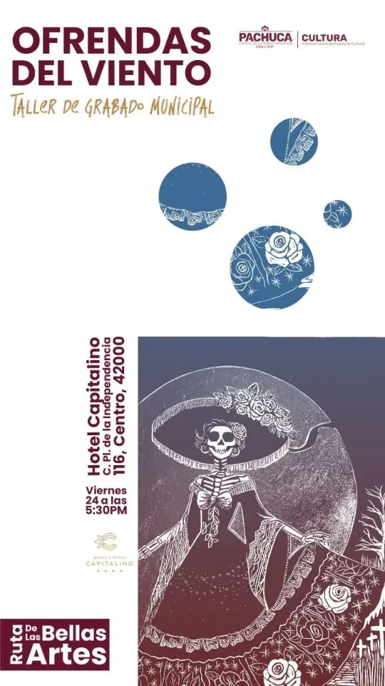 Arrancan actividades culturales de Día de Muertos en Pachuca con exposición de grabados