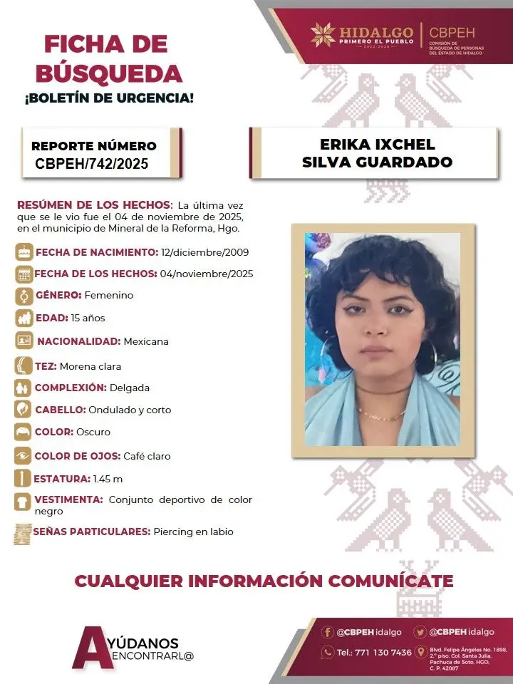 Erika Ixchel desapareció en Pachuca; piden ayuda para localizarla
