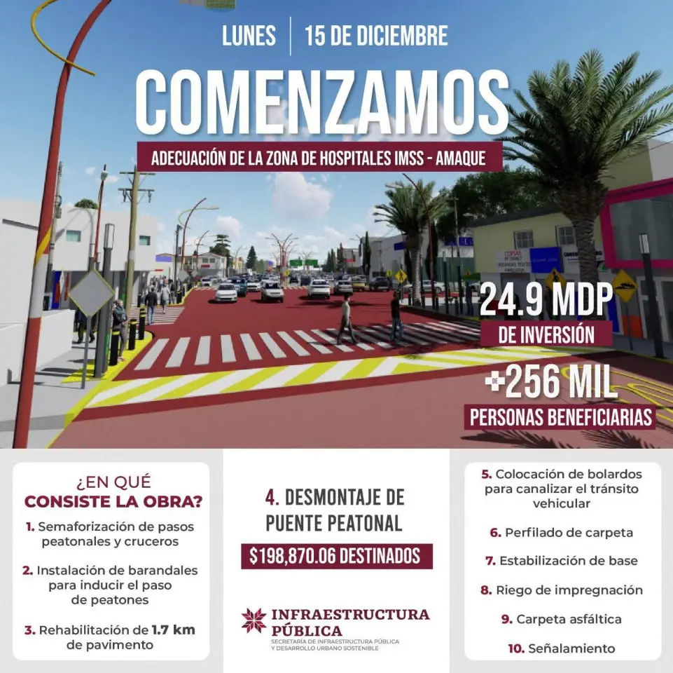 Este lunes arrancan las adecuaciones en la zona hospitales IMSS-Amaque, en Pachuca