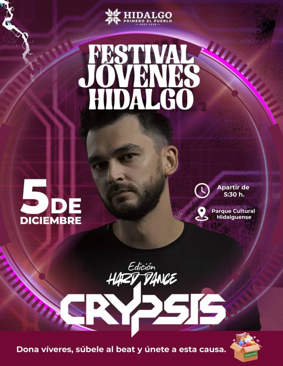 Aquí viene el Festival Jóvenes Hidalgo 2025, edición Hard-Dance con DJ Crypsis