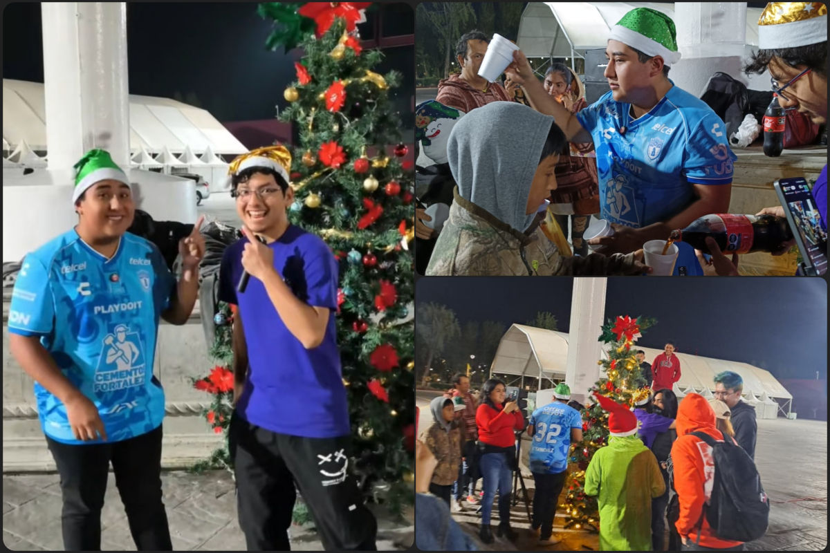 Creadores de contenido instalan y encienden árbol de Navidad en plaza Juárez de Pachuca