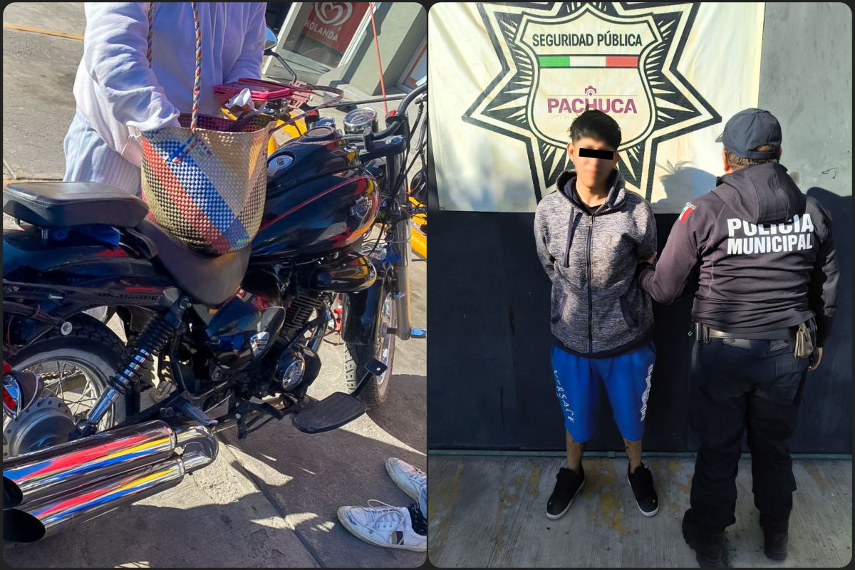 Atrapan a joven con motocicleta robada en el sur de Pachuca
