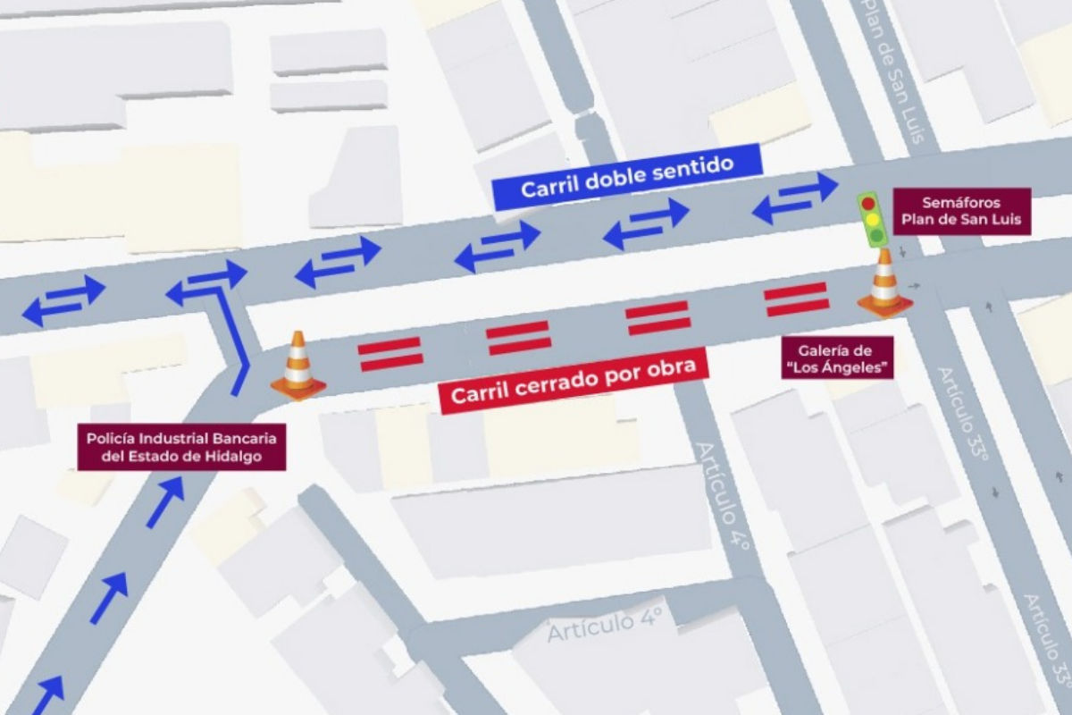 Anuncia SIPDUS cierre de carril por obras en avenida de Pachuca