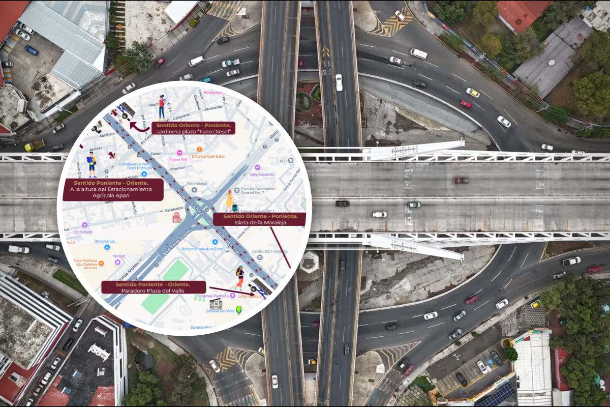 Cambian paraderos de transporte por obras de reconfiguración de la glorieta Miguel Hidalgo en Pachuca