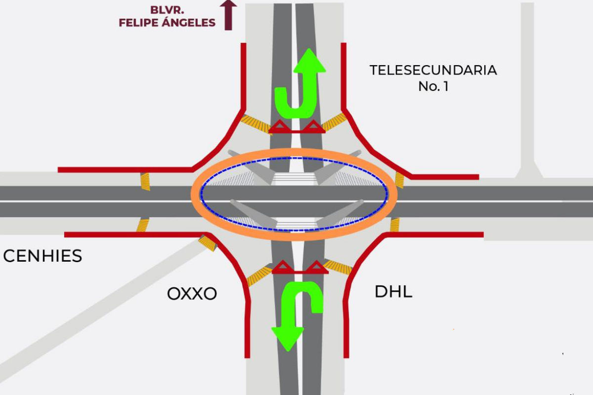 Comienza la adecuación vial por reconfiguración de la glorieta bajo el Puente Atirantado de Pachuca