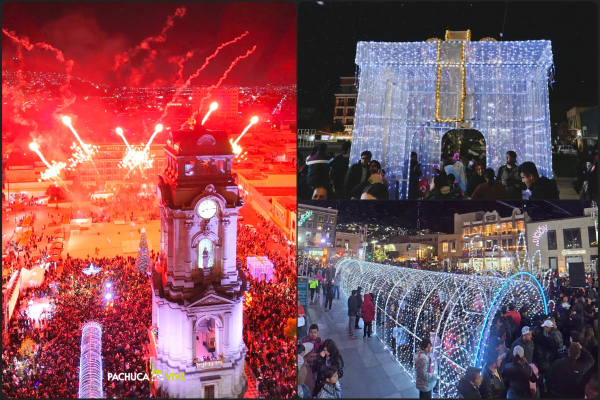 Se ilumina el centro de Pachuca con el encendido de la Villa Navideña (fotos y video)