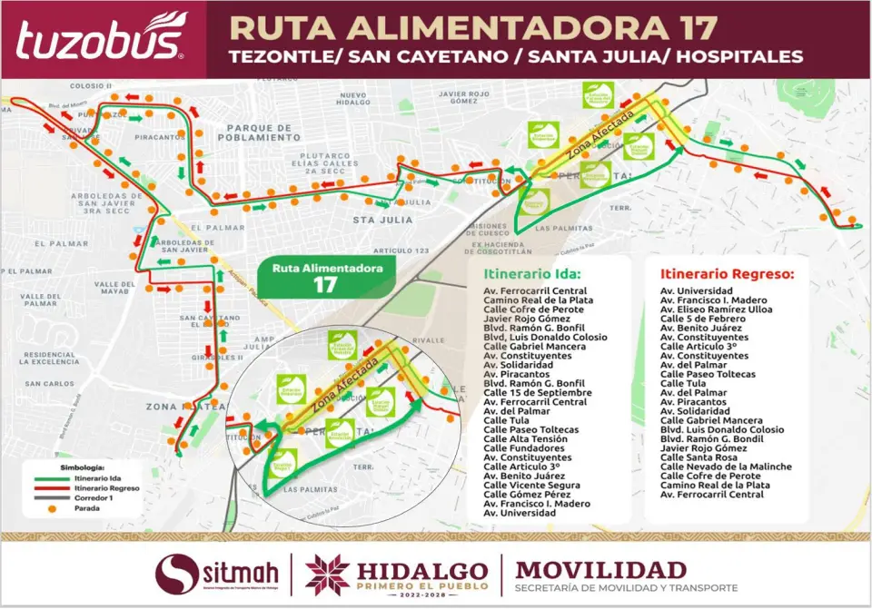 Habrá recortes operativos del Tuzobús, desvíos y cierres viales en Pachuca por Cabalgata de Reyes
