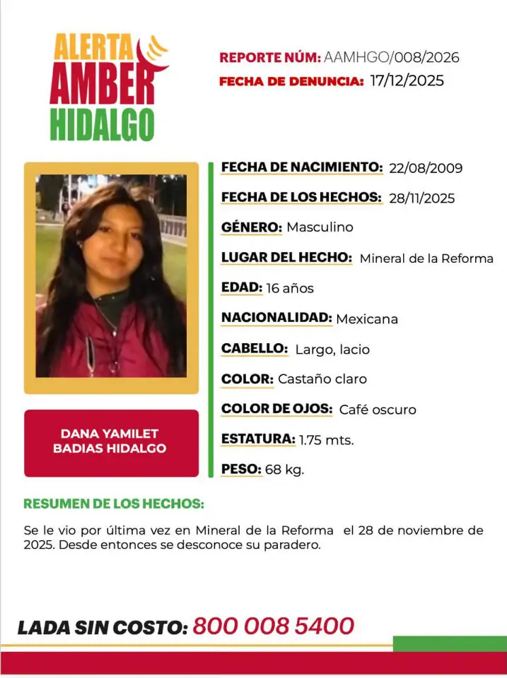 Alerta Amber: Dana Yamilet lleva mes y medio desaparecida, fue vista por última vez en Mineral de la Reforma
