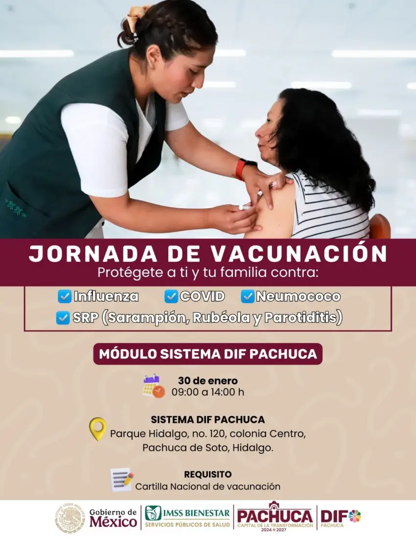 Realizarán registro para IMSS Bienestar y jornada de vacunación en DIF Pachuca