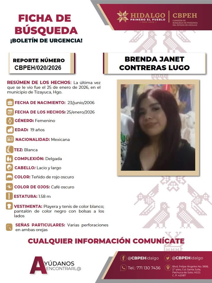 Brenda Janet desapareció en Tizayuca; piden apoyo para localizarla