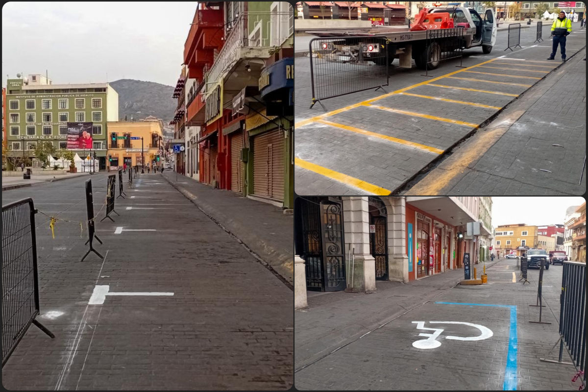 El centro de Pachuca recibe balizaje para reordenamiento vial