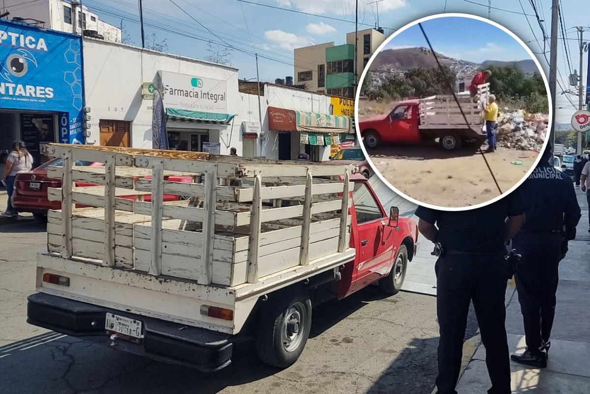 Cero tolerancia: camioneta denunciada por dejar escombro en vía pública de Pachuca ya fue asegurada