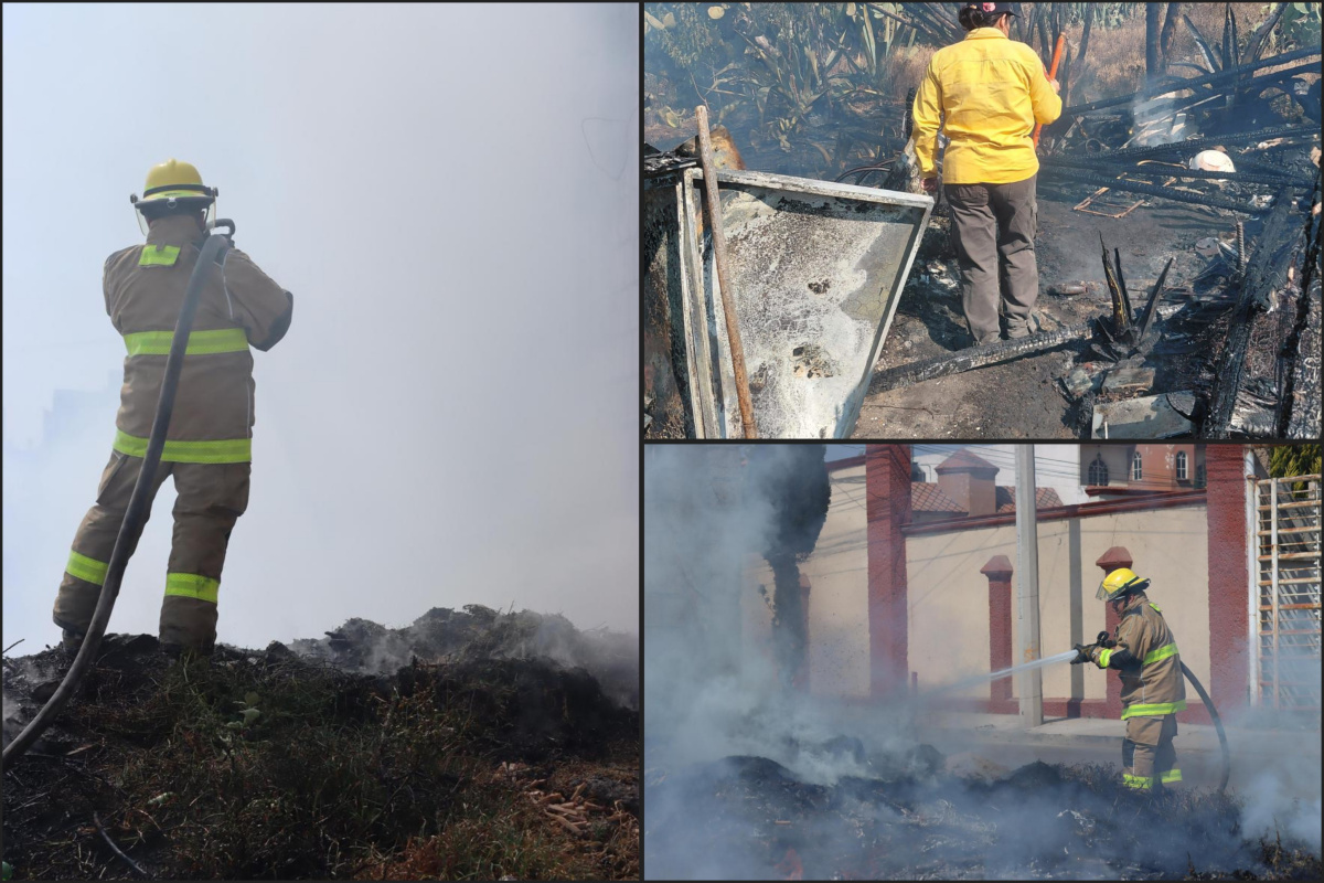 Fuego consume choza y terreno en Pachuca