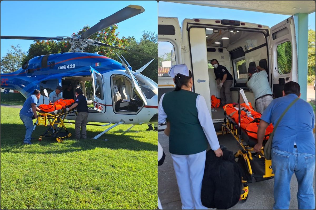 Menor es trasladada en ambulancia aérea tras sufrir fuerte accidente carretero en Hidalgo