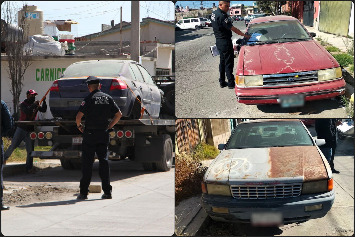 Operativo rastrillo retira más de 800 vehículos chatarra de las calles de Pachuca