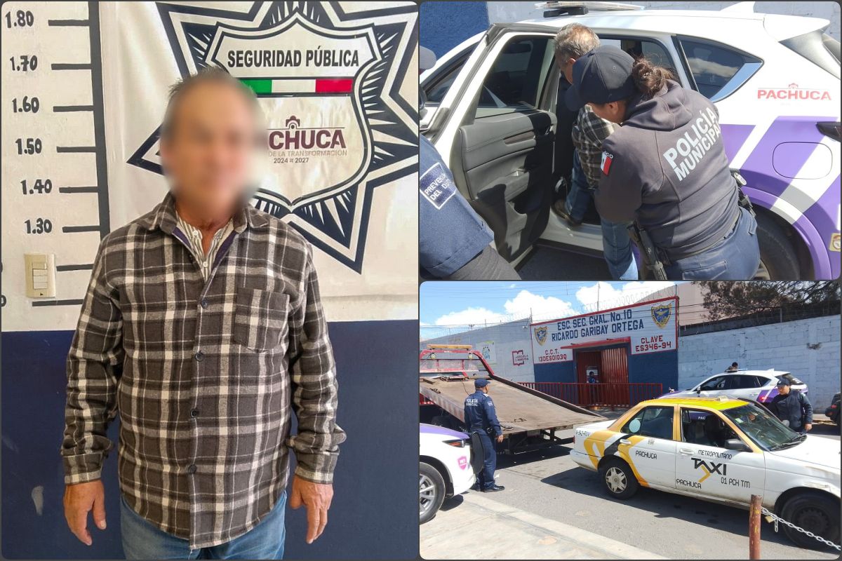Detienen a taxista por conducir alcoholizado y en sentido contrario en zona escolar de Pachuca