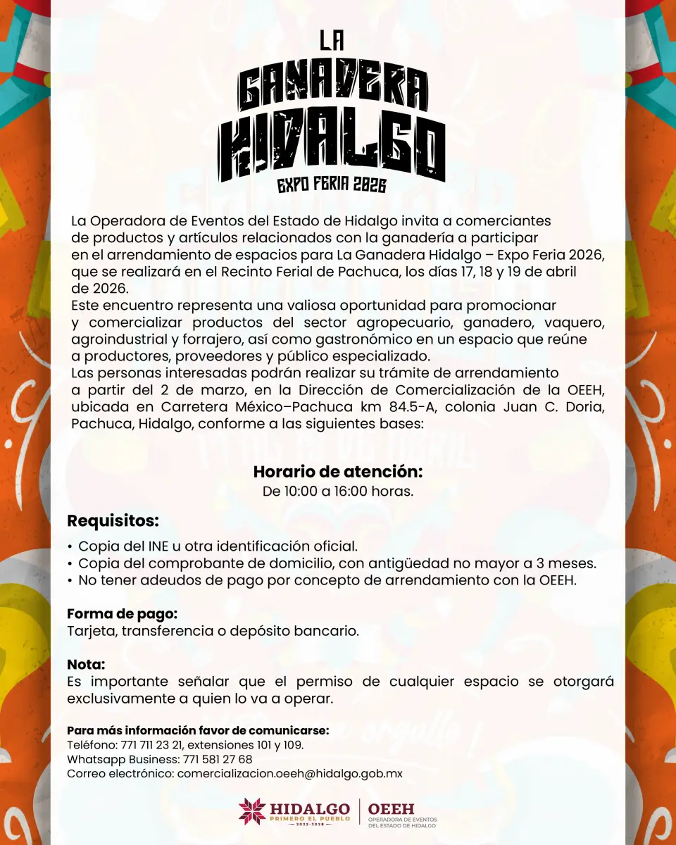 Lanzan convocatoria para rentar espacios en la Expo Feria Ganadera de Pachuca