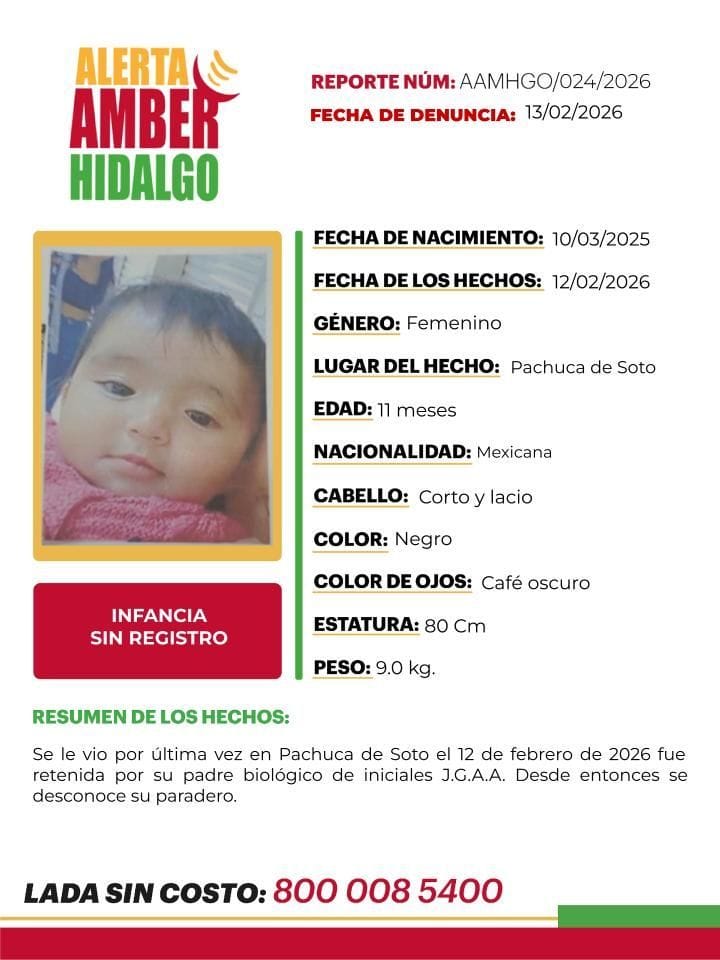 Activan Alerta Amber por bebé no registrada que fue sustraída en Pachuca