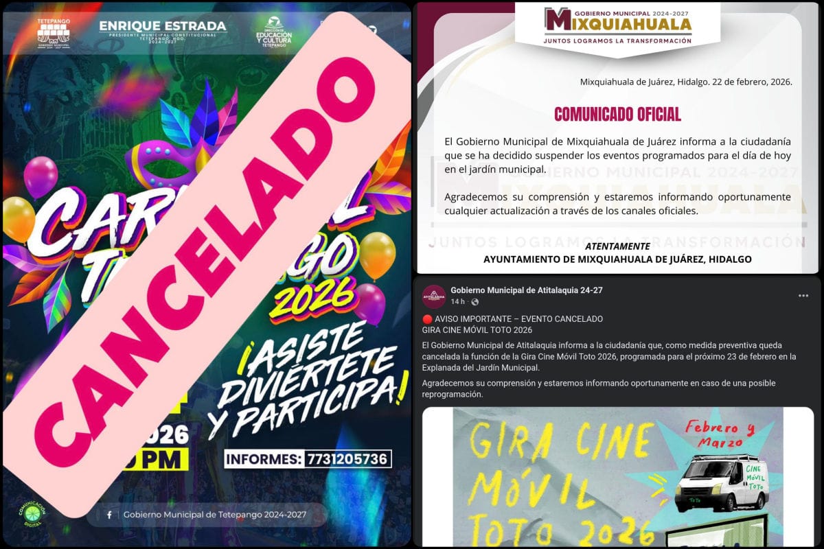 Actividades de tres carnavales en Hidalgo son suspendidas por seguridad