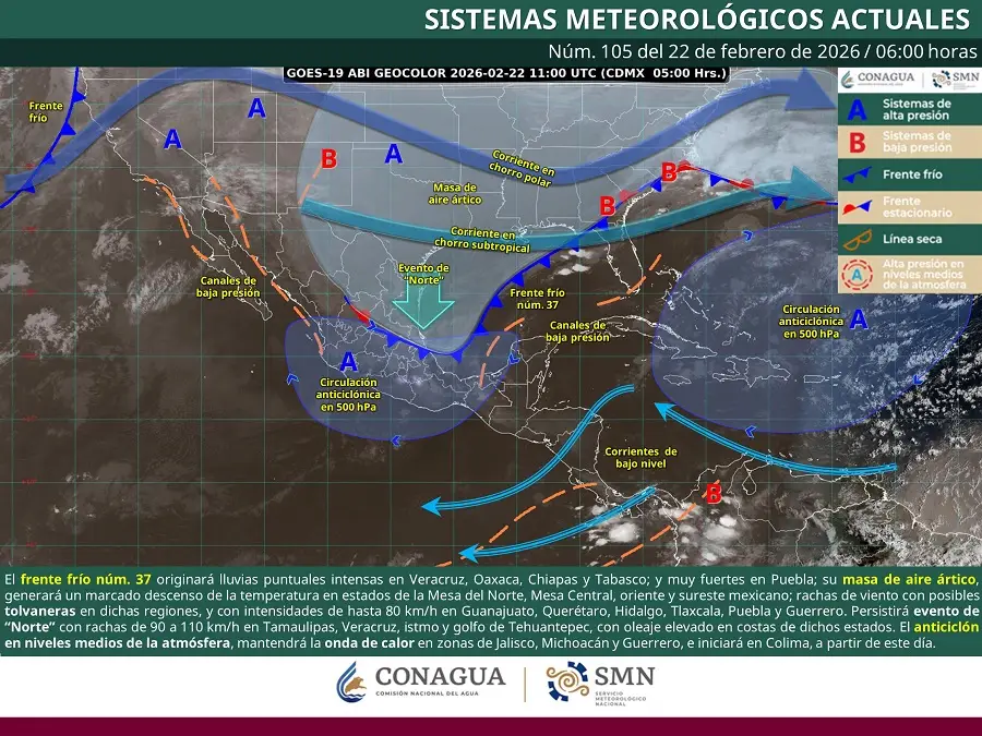 Llega a Pachuca el Frente Frío 37 con lluvia y bajas temperaturas