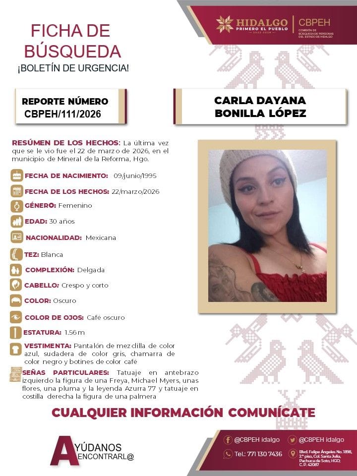 Carla Dayana desapareció en Mineral de la Reforma; piden ayuda para encontrarla