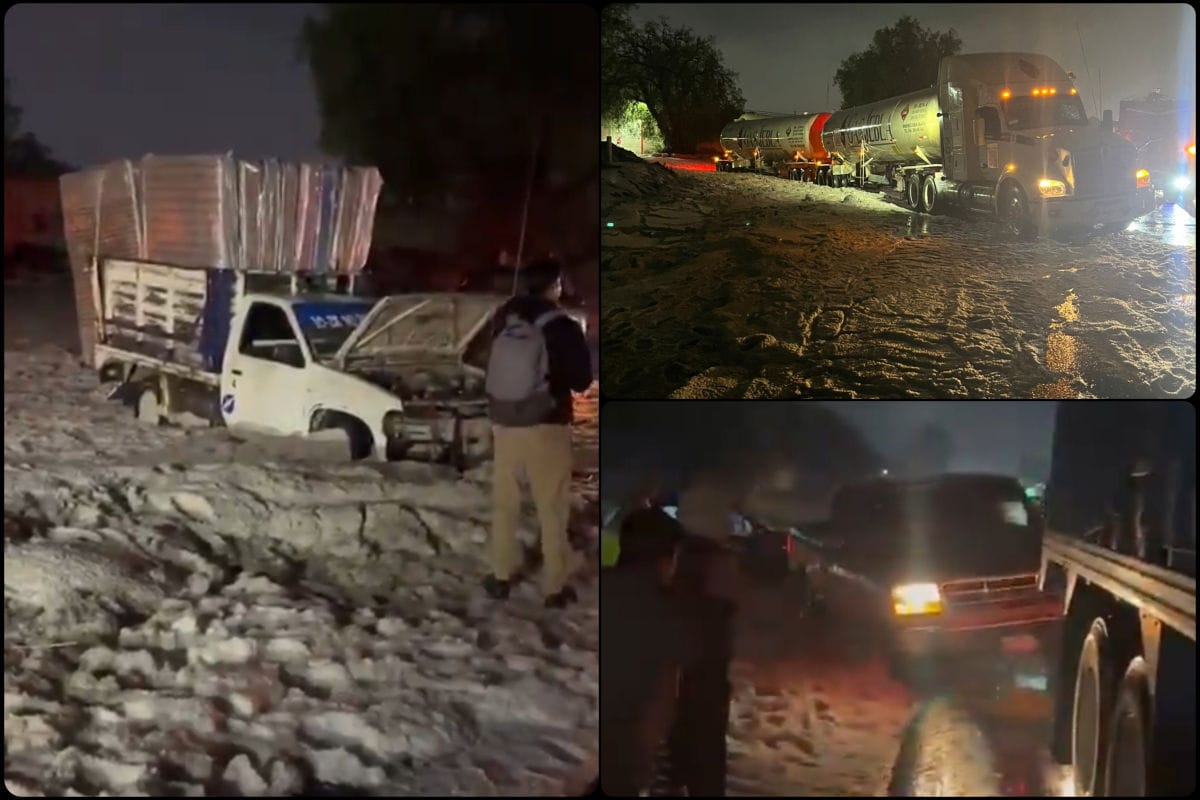 Vehículos quedan varados al colapsar la México-Pachuca por tormenta con granizo