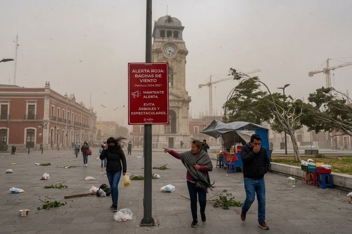Emiten alerta roja en Pachuca por intensas rachas de viento que podrían derribar árboles y estructuras