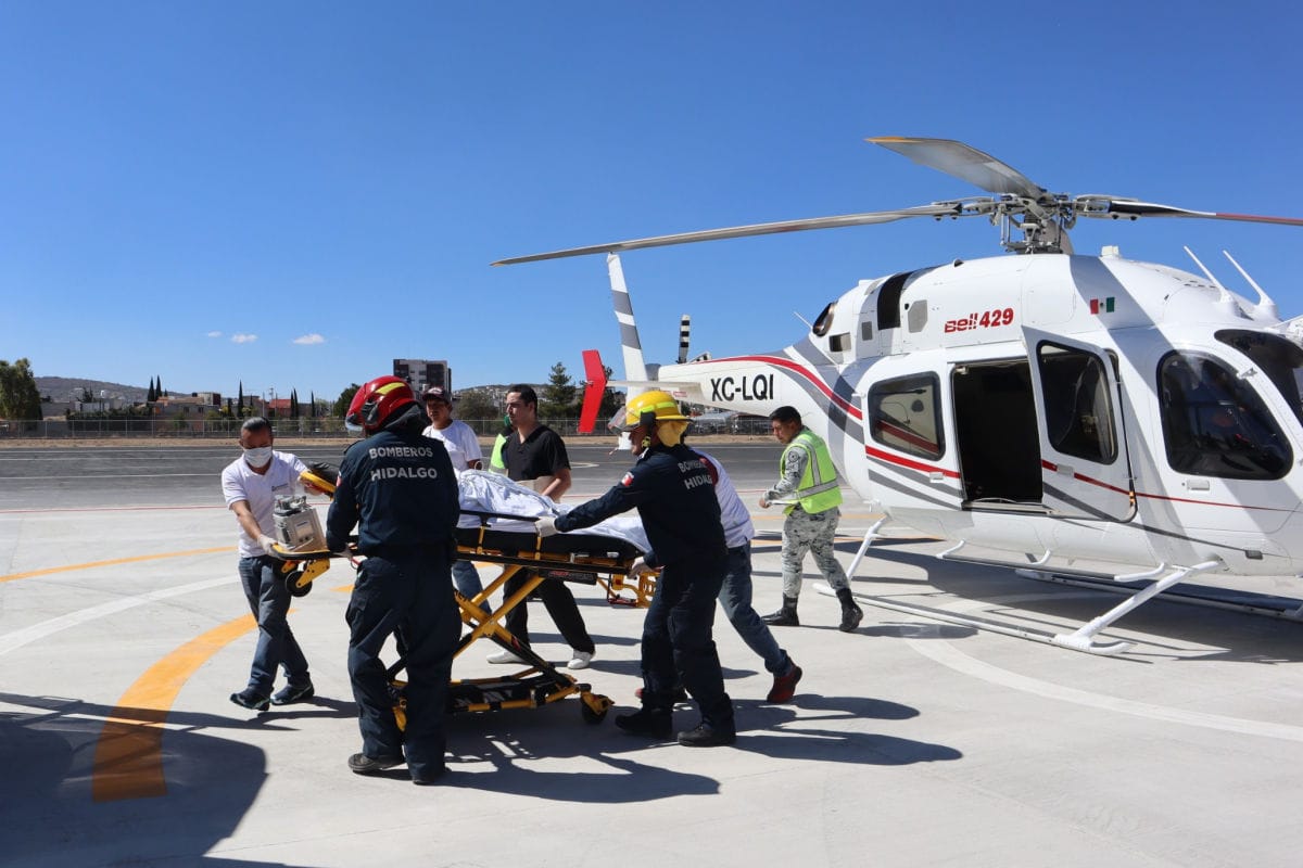 Traslado aéreo salva a mujer con embarazo de alto riesgo en Hidalgo