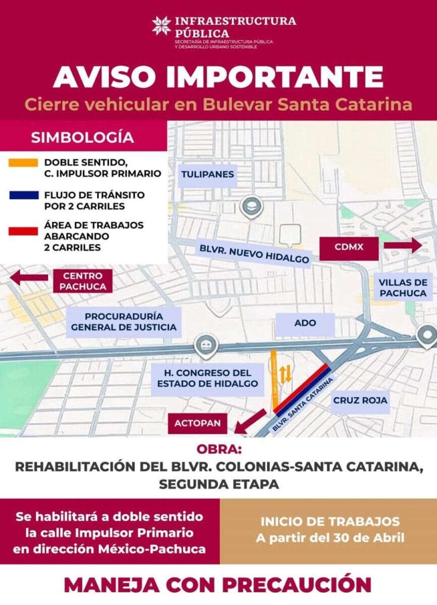 Alerta vial: inician los trabajos de la segunda etapa de rehabilitación en el bulevar Santa Catarina