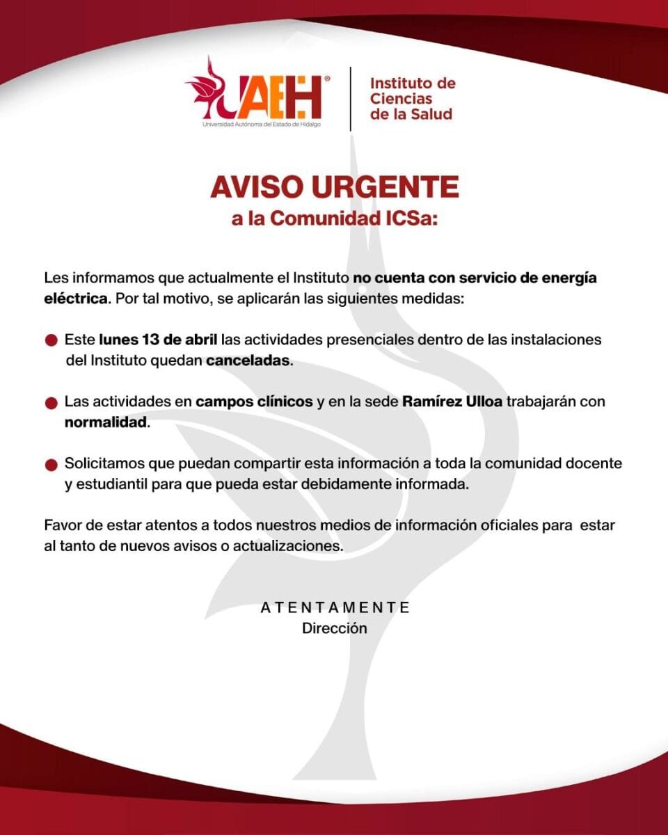 Instituto de la UAEH se queda sin luz y cancelan clases